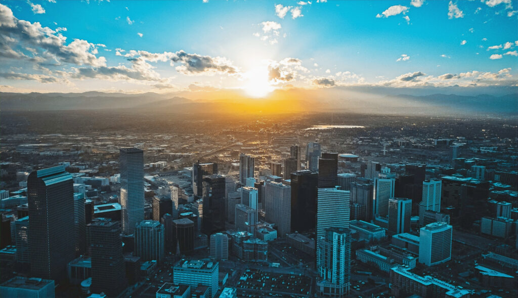 Aerial view of downtown Denver, Colorado