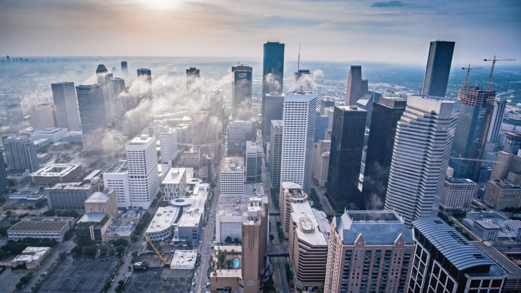 Aerial view of downtown Houston